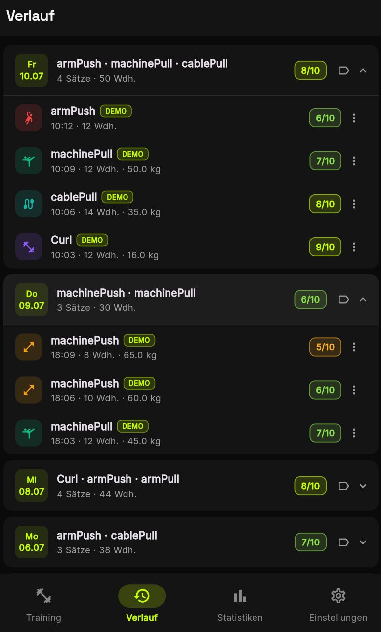 REP12 App, Verlauf